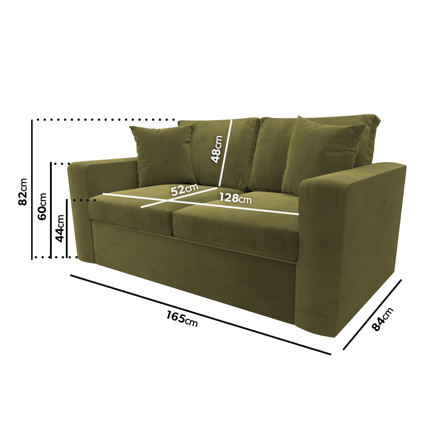 Read more about Olive green velvet pull out sofa bed seats 2 layton